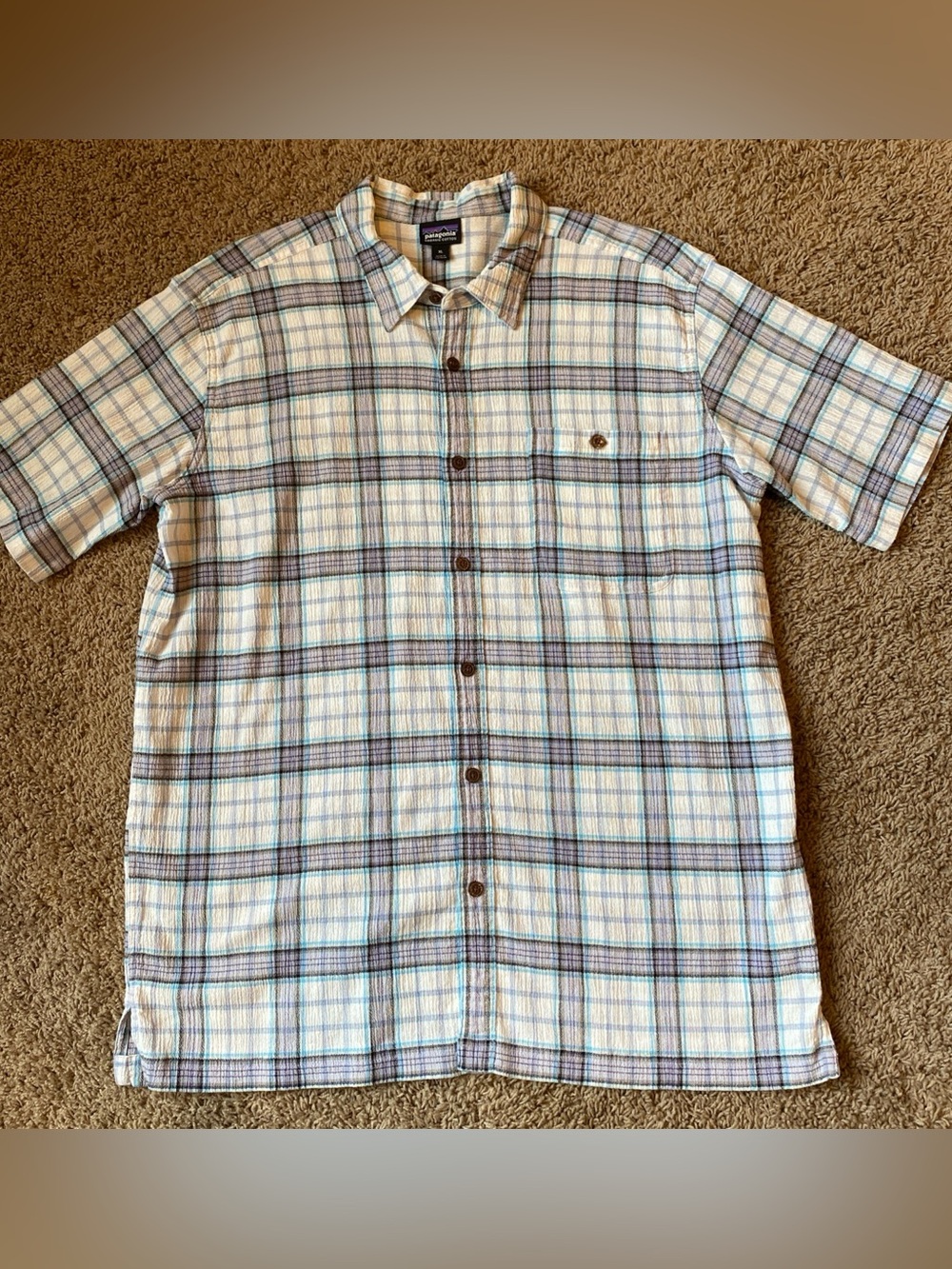 Patagonia Shirt Mens XL Organic Worn Wear Plaid Short Sleeve Preppy Outdoors